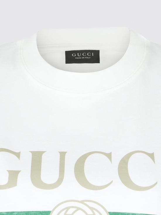26SS 구찌 로고 프린트 코튼 저지 실크 티셔츠 865015XJHUF 9280 White - GUCCI