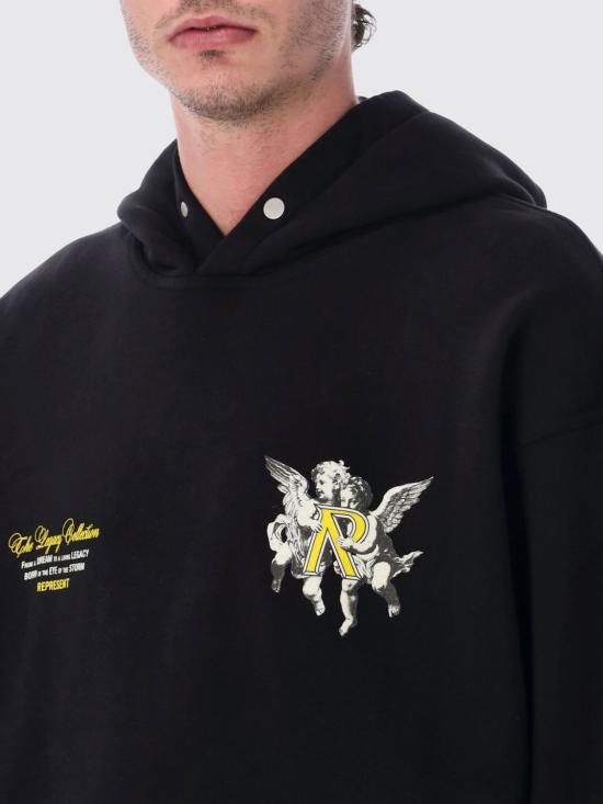 26SS 리프레젠트 후드 티셔츠 MLM100370 01 Black - REPRESENT