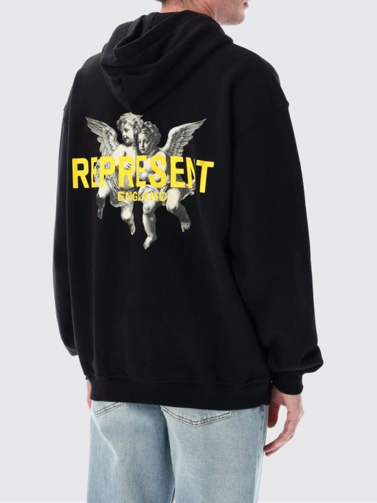 26SS 리프레젠트 후드 티셔츠 MLM100370 01 Black - REPRESENT