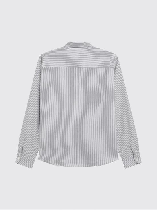 26SS 아미 스몰 하트 로고 스트라이프 코튼 옥스포드 버튼 다운 셔츠 HSH763CO0087 039 Black - AMI
