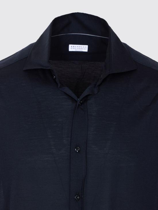 26SS 브루넬로 쿠치넬리 프렌치 칼라 셔츠 MD8216686 C101 Black - BRUNELLO CUCINELLI