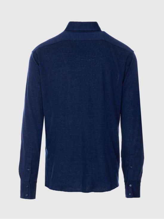 26SS 브루넬로 쿠치넬리 멜란지 저지 셔츠 MR8276686 C006 Navy - BRUNELLO CUCINELLI