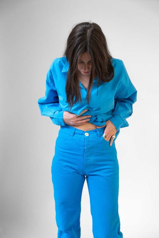  제시 캄 스트레이트 팬츠 225 팬츠 풀 블루 - JESSE KAMM