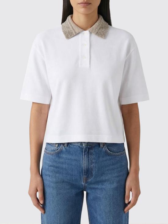 26SS 브루넬로 쿠치넬리 폴로 티셔츠 M0T63EJ105 C6159 White