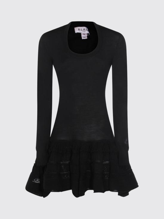 26SS 알라이아 롱 원피스 AA9R2867K164C 995 Black - ALAIA