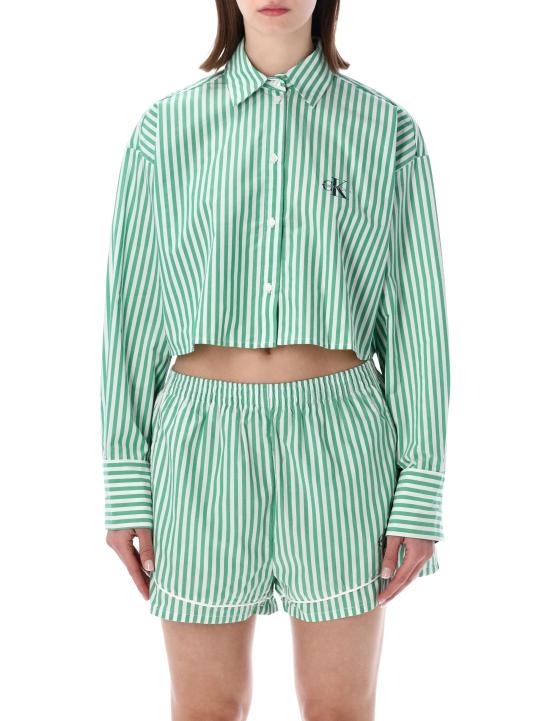 26SS 캘빈클라인 반팔 티셔츠 LV00QS7605 4ZF GREEN WHITE STRIPE