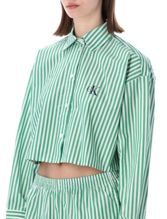 26SS 캘빈클라인 반팔 티셔츠 LV00QS7605 4ZF GREEN WHITE STRIPE - CALVIN KLEIN