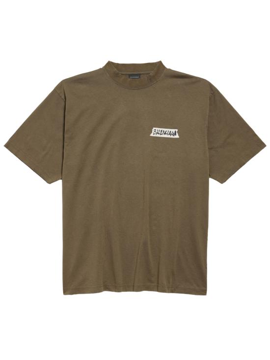 26SS 발렌시아가 마스킹 테이프 티셔츠 미디움 핏 764235 TTVL62840 Kaki