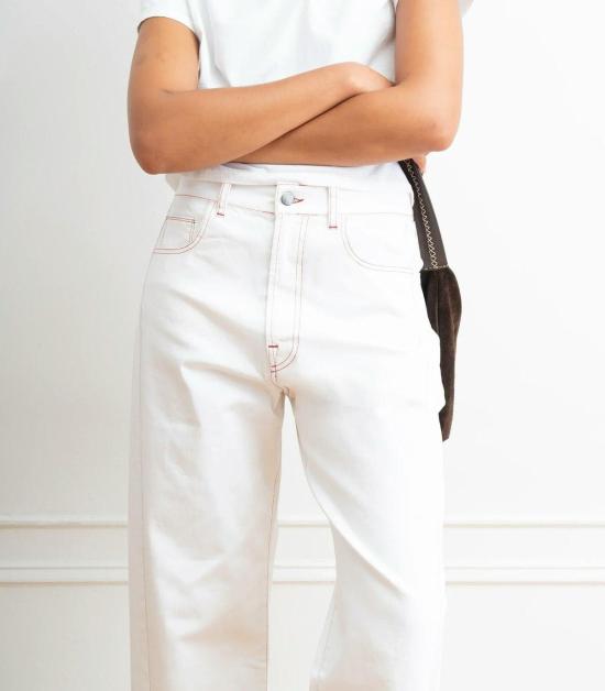  룹 데님 팬츠 루프 제이미 배럴 레그 진 화이트 - LOUP