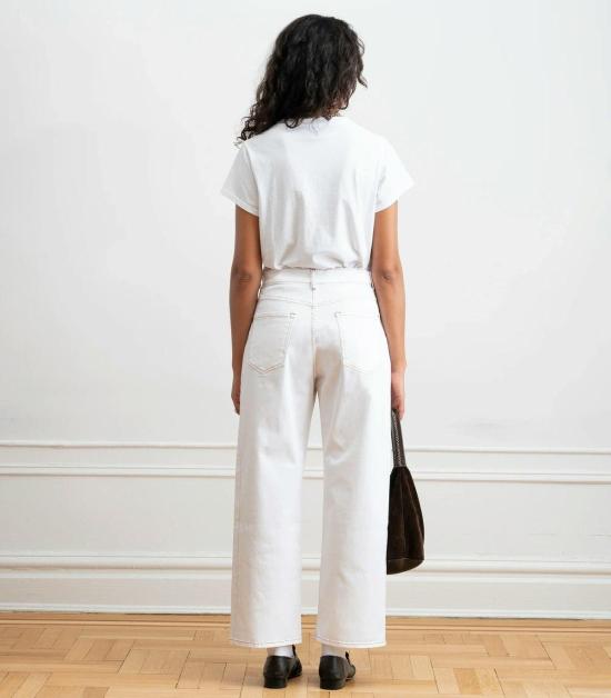  룹 데님 팬츠 루프 제이미 배럴 레그 진 화이트 - LOUP