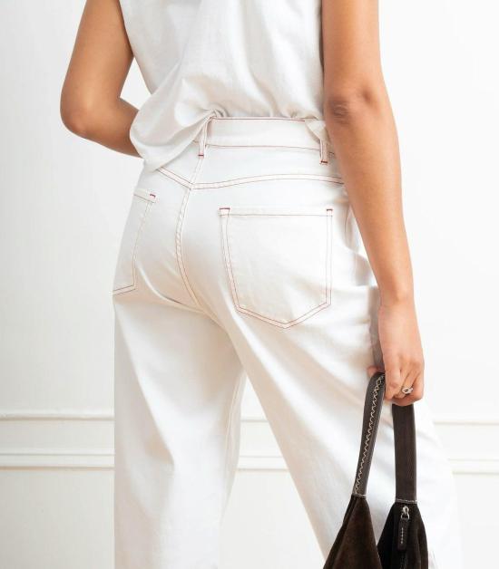  룹 데님 팬츠 루프 제이미 배럴 레그 진 화이트 - LOUP