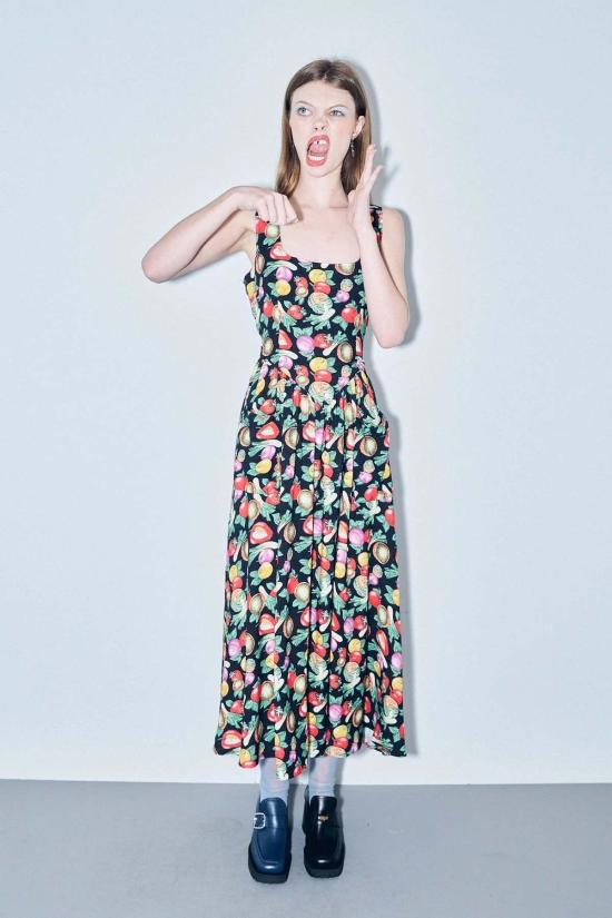  패션 브랜드 컴퍼니 롱 원피스 패션 브랜드 회사 Tradwife 소프트 린넨 드레스 야채 메들리 - FASHION BRAND COMPANY