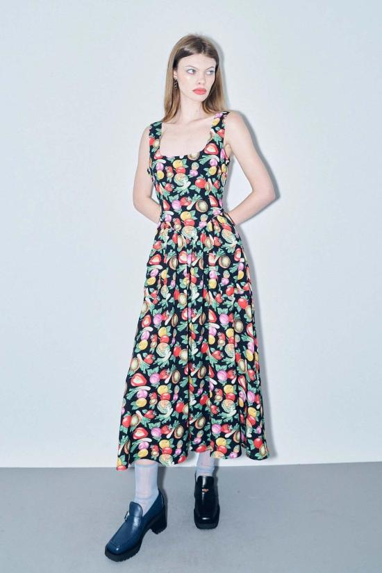  패션 브랜드 컴퍼니 롱 원피스 패션 브랜드 회사 Tradwife 소프트 린넨 드레스 야채 메들리 - FASHION BRAND COMPANY