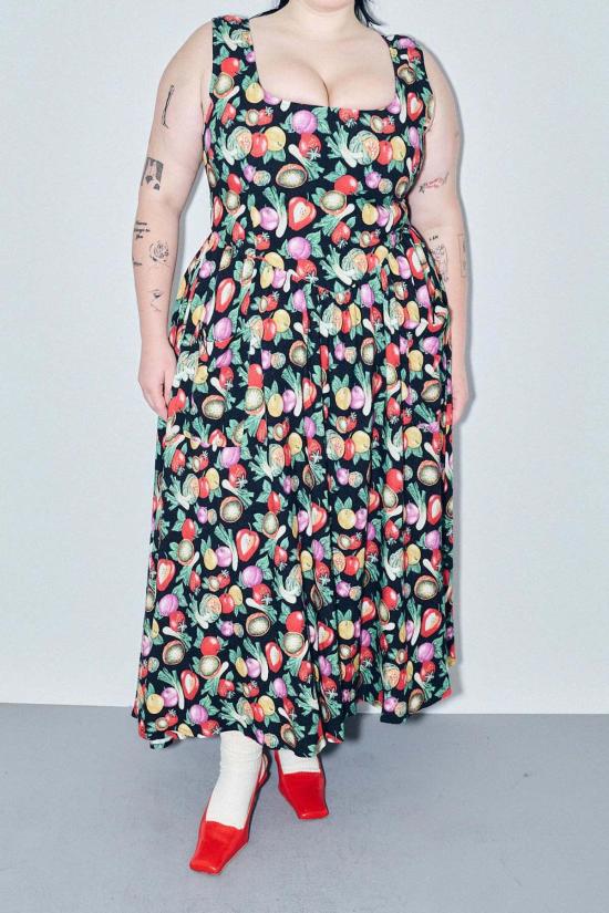  패션 브랜드 컴퍼니 롱 원피스 패션 브랜드 회사 Tradwife 소프트 린넨 드레스 야채 메들리 - FASHION BRAND COMPANY