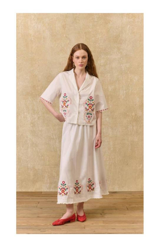  루이스미샤 롱 스커트 루이스 미샤 파올라 스커트 화이트 - LOUISE MISHA