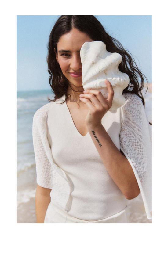  sita murt 블라우스 시타 무르트 케이프 슬리브 탑 화이트 - OTHER BRANDS