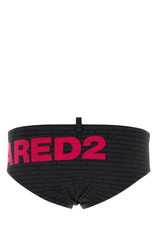  디스퀘어드2 스윔팬츠 Dsquared2 프린트 스트레치 나일론 수영 팬티 블랙 - DSQUARED2