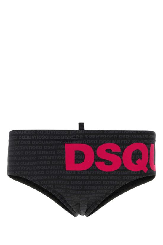  디스퀘어드2 스윔팬츠 Dsquared2 프린트 스트레치 나일론 수영 팬티 블랙