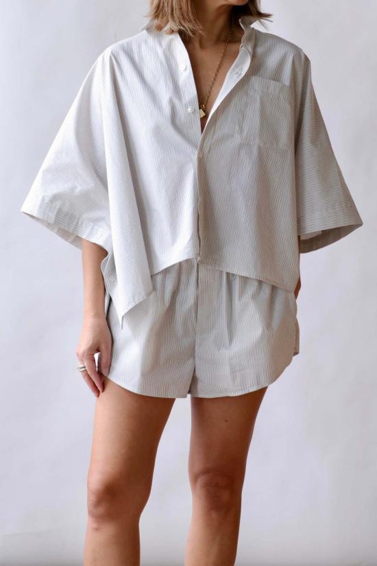  MM6 메종마르지엘라 탑 Mm6 메종 마르지엘라 스트라이프 포플린 셔츠 - MM6 MAISON MARGIELA