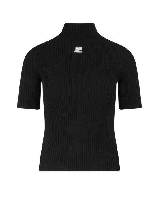 26SS 쿠레쥬 리에디션 니트 탑 숏슬리브 PERMPU026FI0001 9999 Black