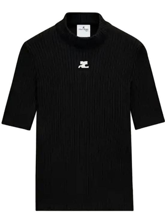 26SS 쿠레쥬 리에디션 니트 탑 숏슬리브 PERMPU026FI0001 9999 Black