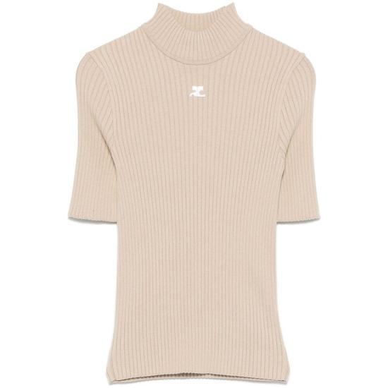 26SS 쿠레쥬 리에디션 니트 탑 숏슬리브 PERMPU026FI0001 1054 Cappuccino