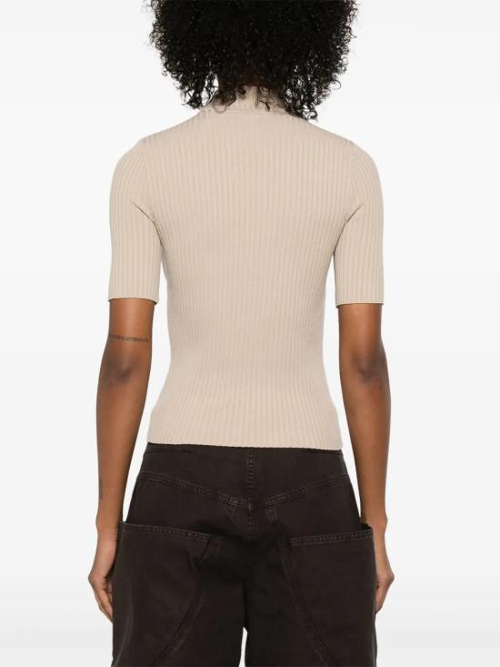 26SS 쿠레쥬 리에디션 니트 탑 숏슬리브 PERMPU026FI0001 1054 Cappuccino - COURREGES