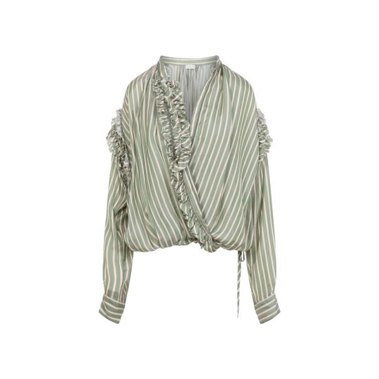  드리스 반 노튼 블라우스 Dries Van Noten Cenver Bis 셔츠 그린 - DRIES VAN NOTEN