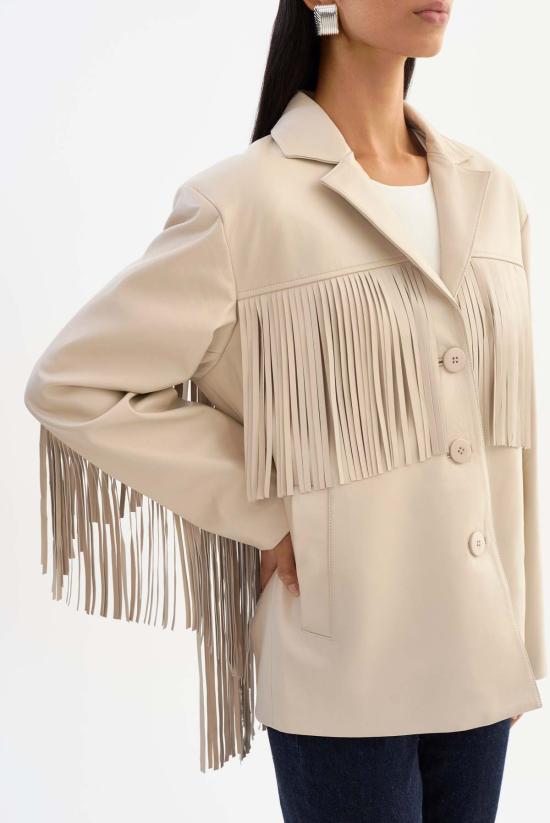  라마르크 자켓 리안느 가죽 프린지 재킷 본 - LAMARQUE