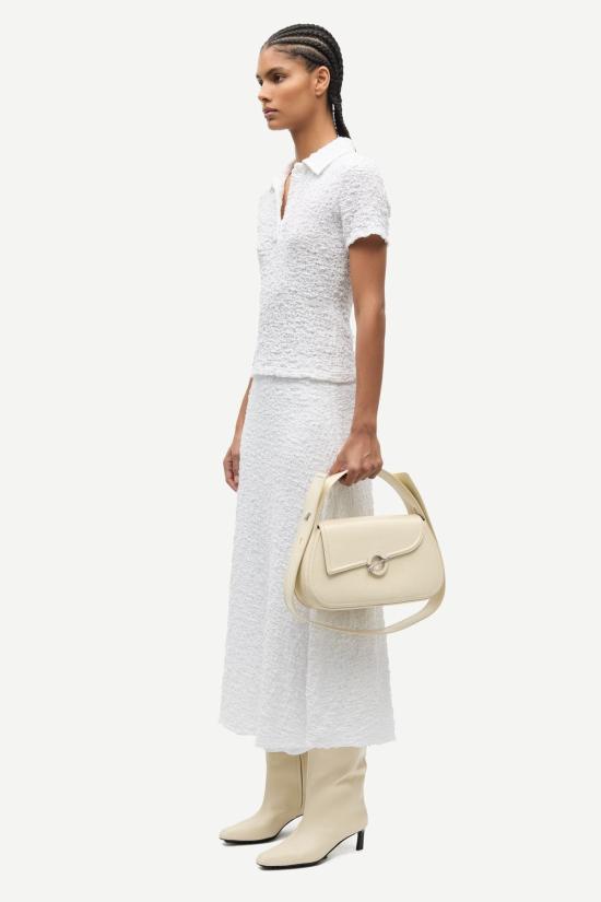  삼소앤삼소 반팔 티셔츠 Samsøe Samsøe Sadaisy 폴로 탑 화이트 - SAMSOE SAMSOE