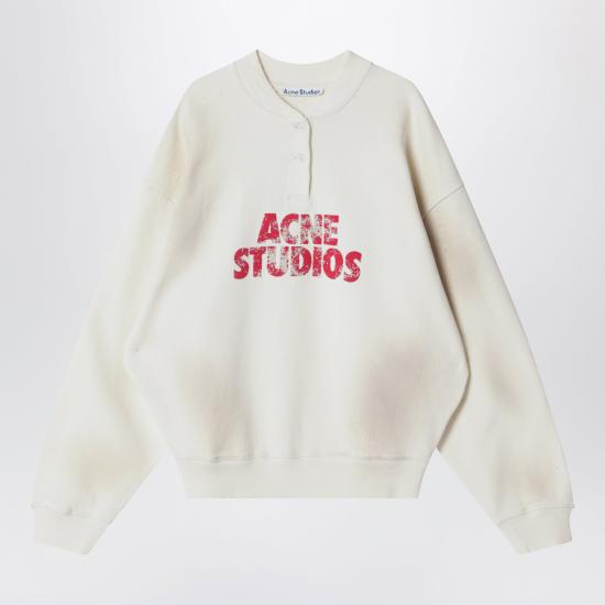 26SS 아크네 스튜디오 플리스 로고 스웨트셔츠 AI0181CO White