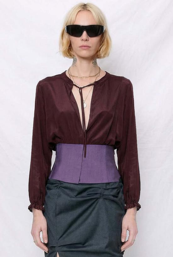  요바나 마르코비치 스웨터 조바나 마르코비치 브라운 실크 후드티