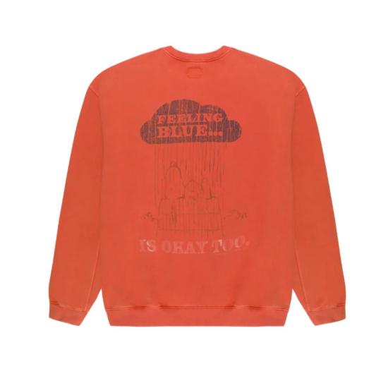  빈티지 헤비 긴팔 티셔츠 스누피 블루스 스웨트셔츠 오렌지 - VINTAGE HEAVY