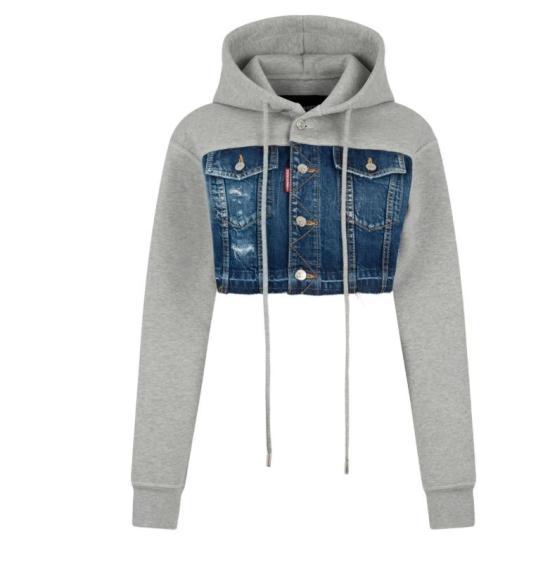 26SS 디스퀘어드2 후드 티셔츠 S75HG0118DTJ004 961 MIX GREY MELANGE NAVY BLUE