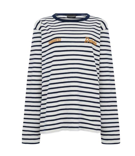 26SS 디스퀘어드2 긴팔 티셔츠 S75GD0514D20107 001F WHITE BLUE NAVY