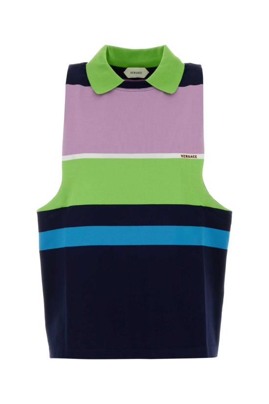 26SS 베르사체 폴로 티셔츠 10245081A17890 6PD40 Stripped