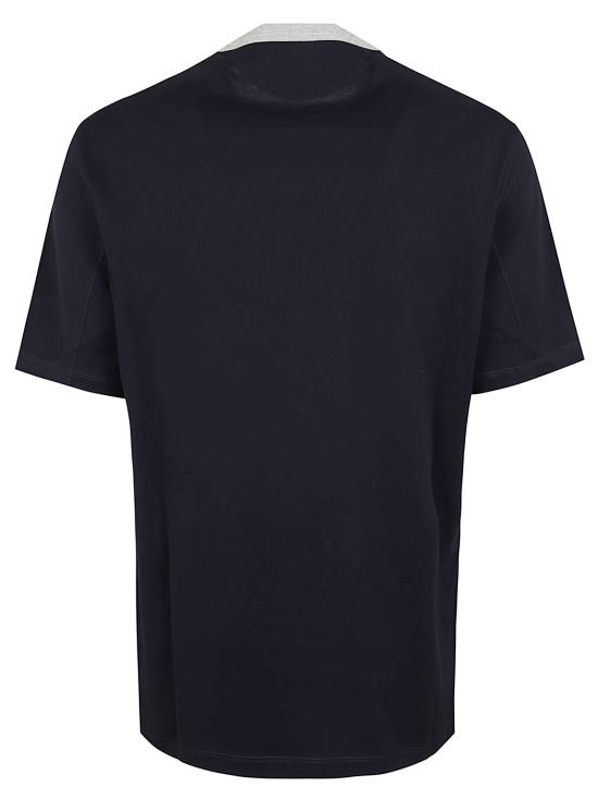 26SS 브루넬로 쿠치넬리 로고 티셔츠 M0B131001G CDT46 COBALTO GRIGIO CHIARO OFF WHITE - BRUNELLO CUCINELLI