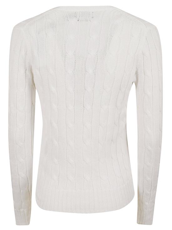 26SS 폴로 랄프로렌 포니로고 피마 코튼 케이블 니트 V넥 스웨터 211971870 003 WHITE - POLO RALPH LAUREN