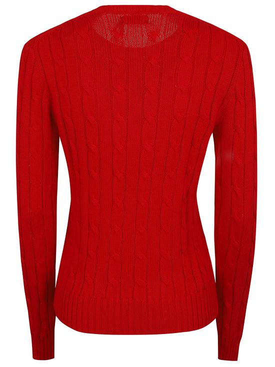 26SS 폴로 랄프로렌 포니 로고 피마코튼 케이블 니트 스웨터 211971869 502 RED - POLO RALPH LAUREN