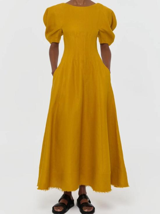 26SS 가브리엘라허스트 롱 원피스 2264147GDB Yellow - GABRIELA HEARST