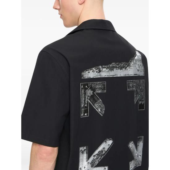 26SS 오프화이트 반팔 셔츠 44XGG01FS26 F003 001 BLACK - OFF WHITE