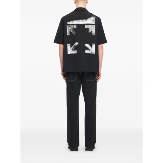 26SS 오프화이트 반팔 셔츠 44XGG01FS26 F003 001 BLACK - OFF WHITE