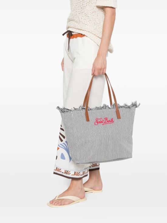 26SS 세인트바쓰 토트백 CBF0001 01769L 0041 EMBROIDERED MICRO STRIPES BLACK WHITE - MC2 SAINT BARTH