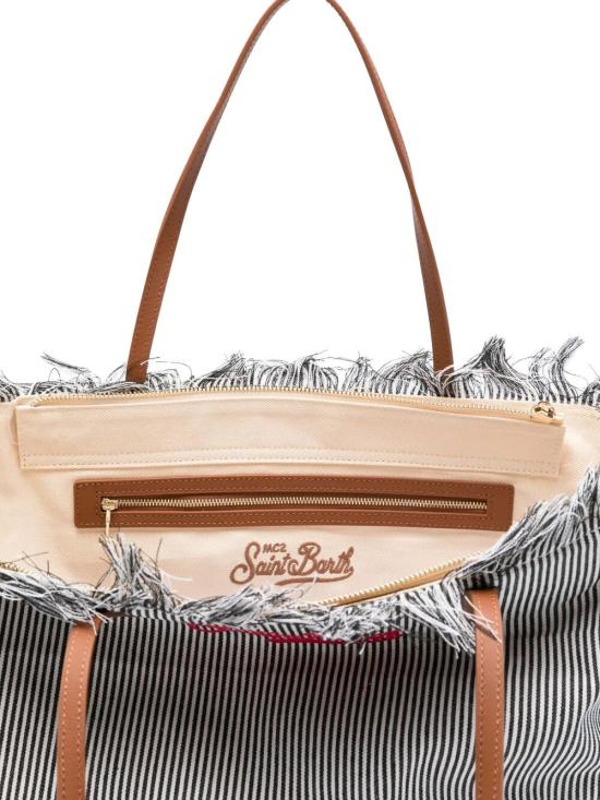 26SS 세인트바쓰 토트백 CBF0001 01769L 0041 EMBROIDERED MICRO STRIPES BLACK WHITE - MC2 SAINT BARTH