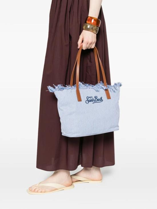 26SS 세인트바쓰 토트백 CBMF001 01770L 1761 EMBROIDERED MICRO STRIPES WHITE BLUE - MC2 SAINT BARTH