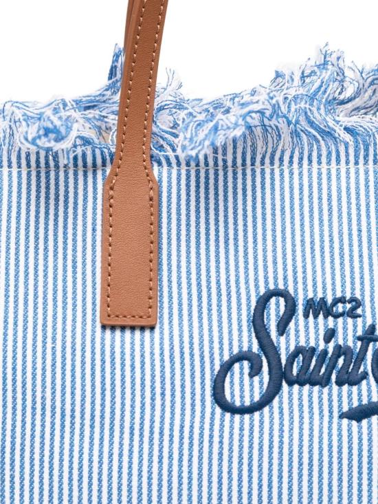 26SS 세인트바쓰 토트백 CBF0001 01770L 1761 EMBROIDERED MICRO STRIPES WHITE BLUE - MC2 SAINT BARTH