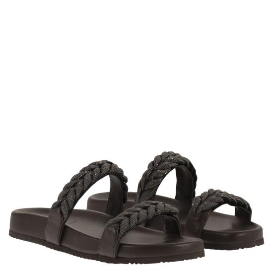 26SS 브루넬로 쿠치넬리 뮬/슬리퍼 MZGAG3159 DARK BROWN - BRUNELLO CUCINELLI