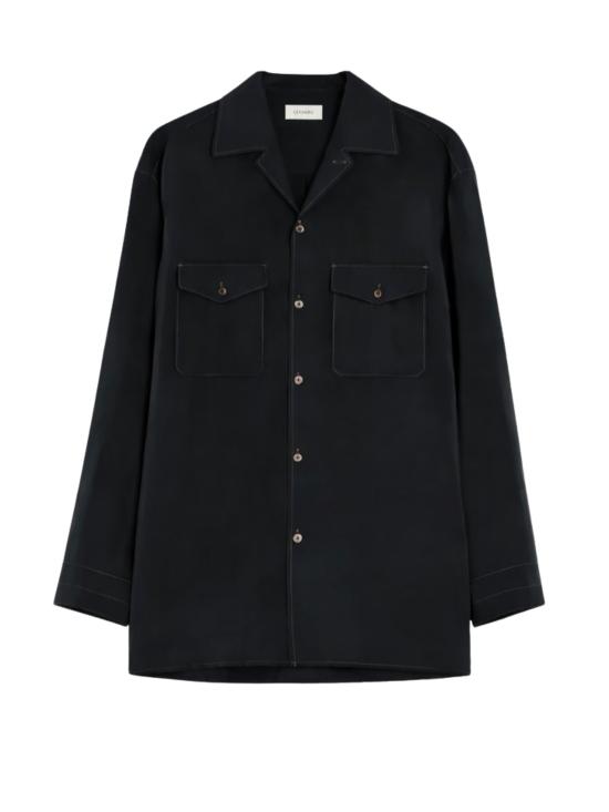 26SS 르메르 드라이 실크 컨버터블 칼라 셔츠 SH1233 LF1308BK999