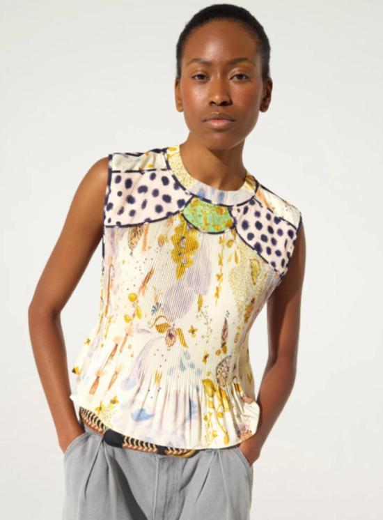  Cotélac 민소매 티셔츠 코텔락 플리츠 탱크탑