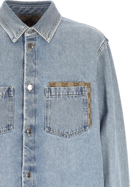 25FW 구찌 인서트 워시드 데님 셔츠 835220 XDDCY4452 - GUCCI